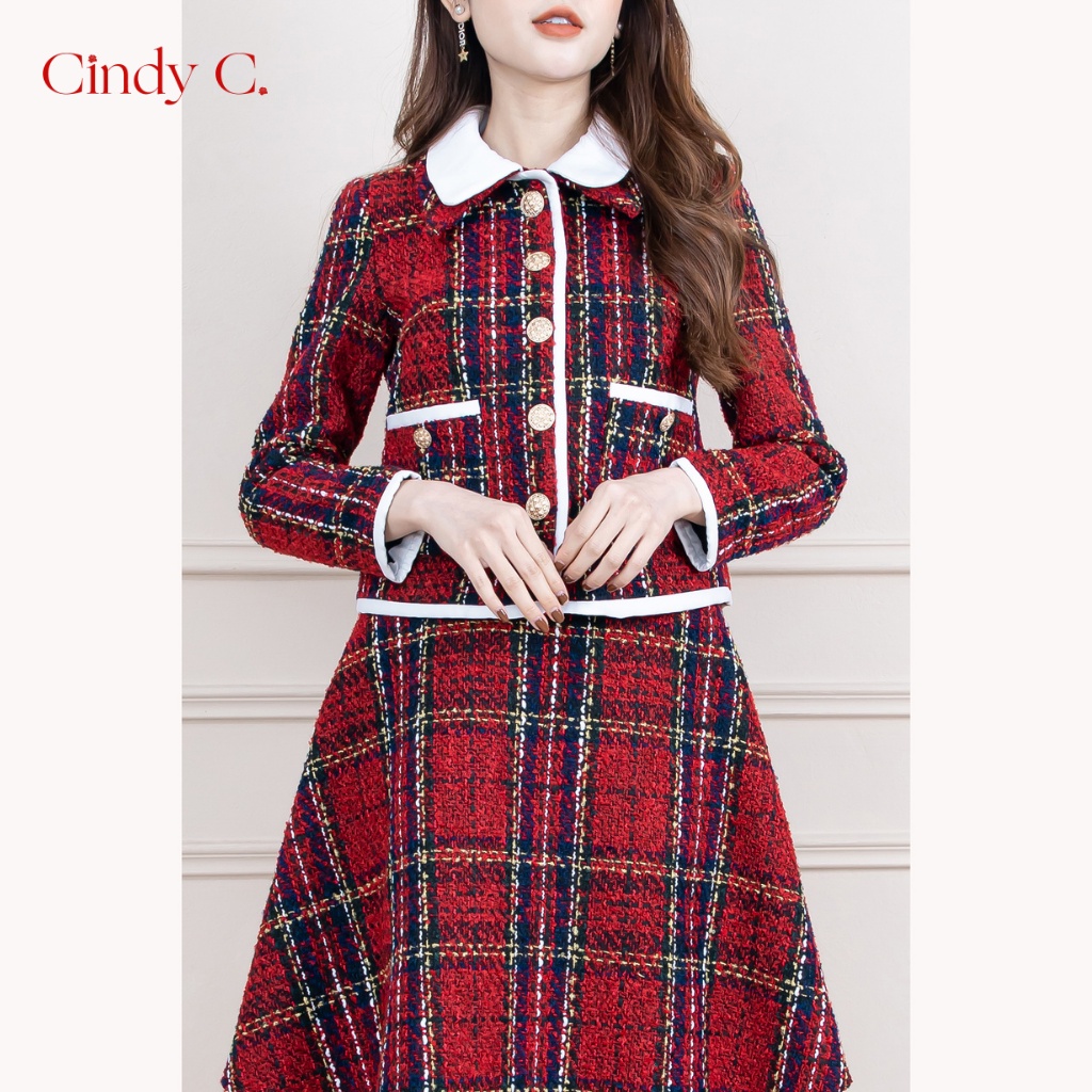 Set Áo khoác và chân váy Everly CINDY C chất liệu dạ Tweed phong cách công sở 928