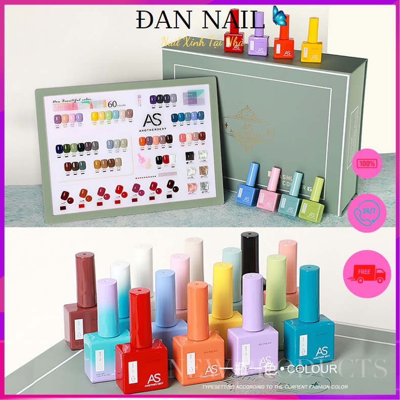 Sơn móng tay Gel AS chai 15ml 40 màu chai vuông có tách lẻ