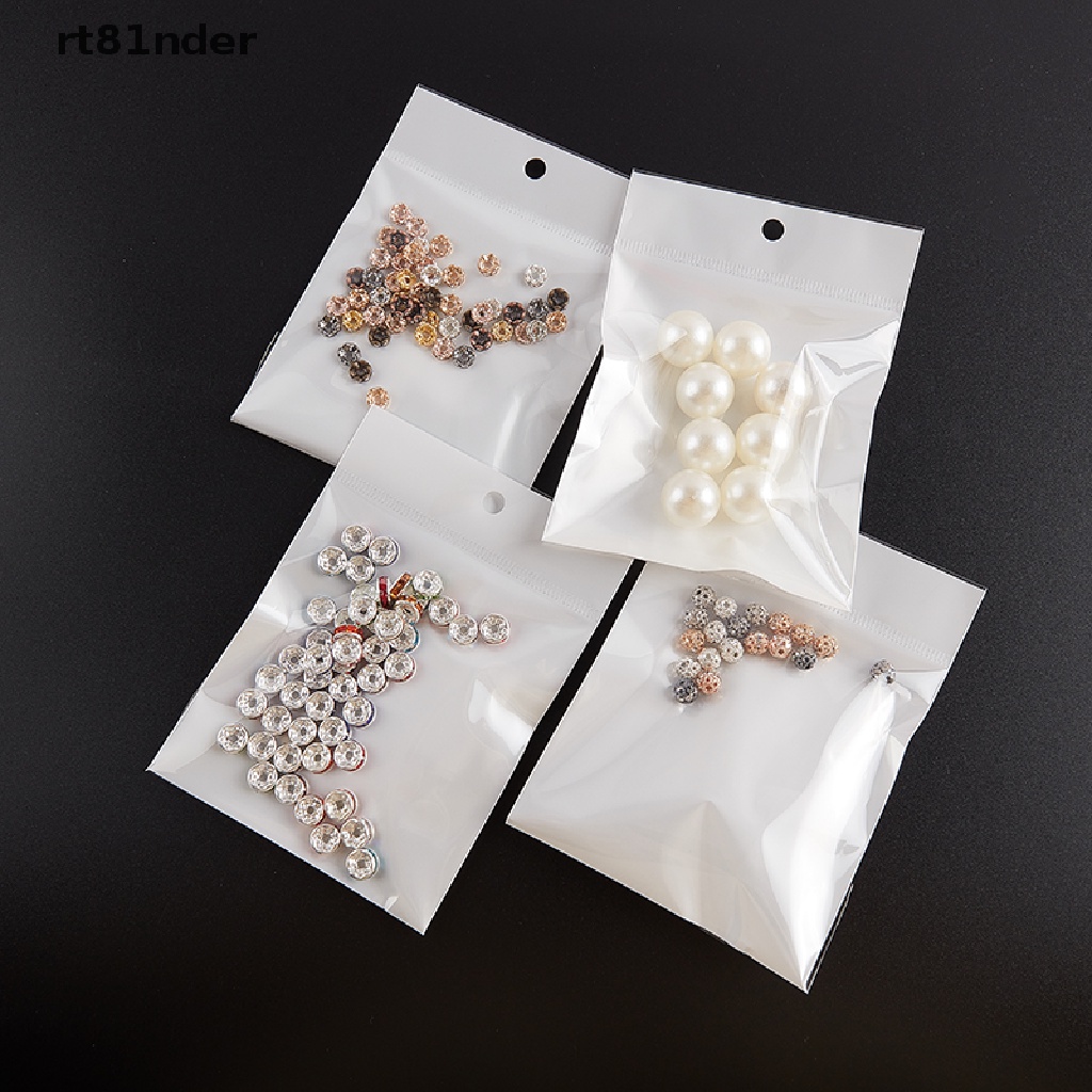 rt 50pcs Self Sealing Plastic Bags Resealable White Cellophane Bag for DIY Jewelry n