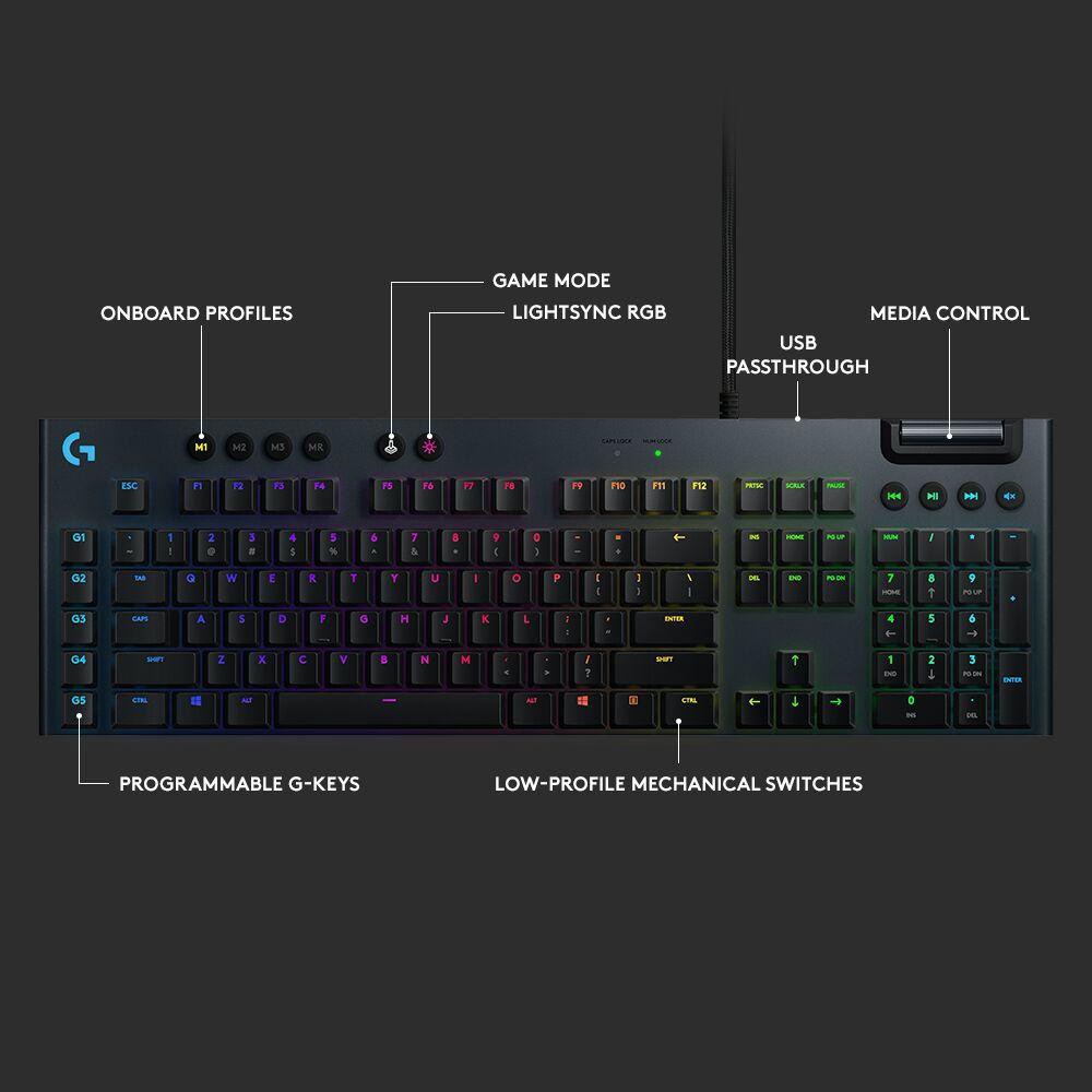 [Mã ELCL7 giảm 7% đơn 300K] Bàn phím game có dây cơ học Logitech G813 - 3 loại phím cơ GL switch cấu hình thấp, RGB