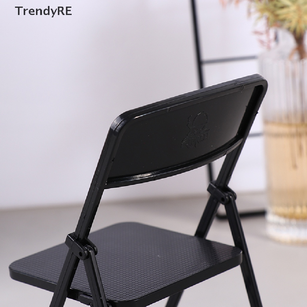 Trendy Black Painted Metal Folding Chair 1:6 Scale Dolls House Miniature Accessories RE
