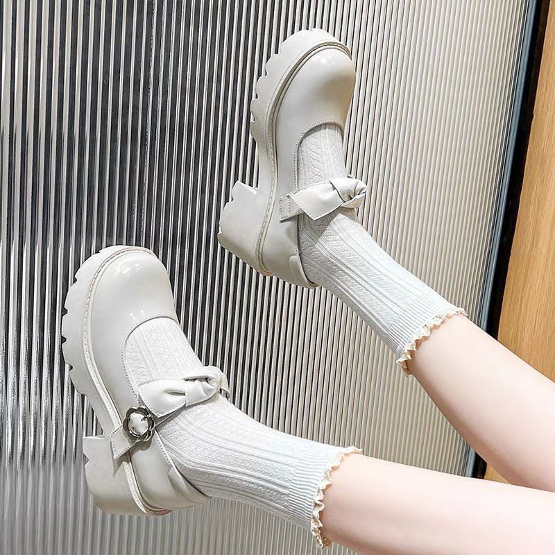 Bowie Platform Mary Jane - Giày da bò nữ  - Giày Mary Jane đế xuồng có nơ