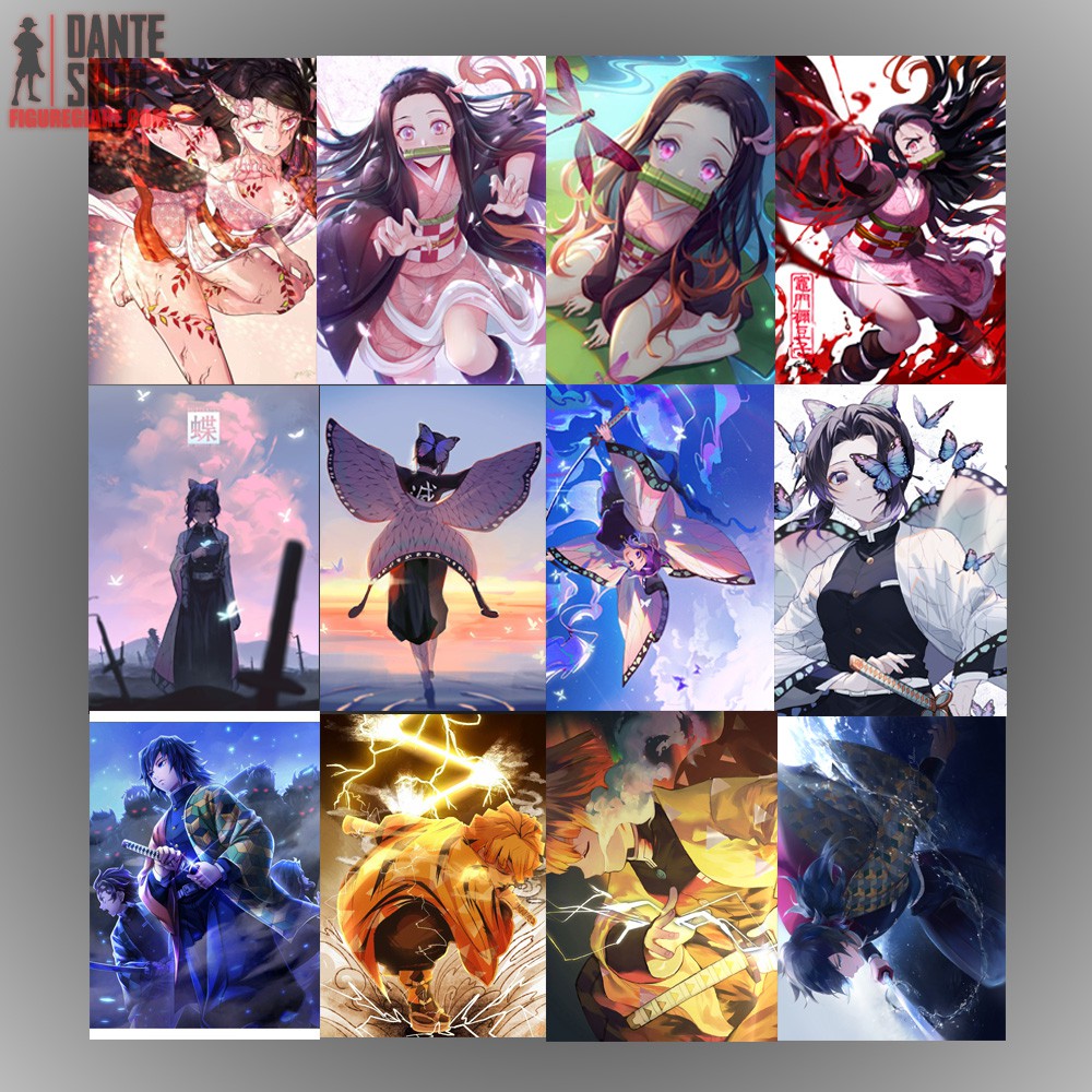 Poster A5 Demon Slayer: kimetsu no yaiba Chất Liệu Decan Phủ Bóng Chống Thấm Nước  - Tặng khi mua mô hình Demmon Slayer