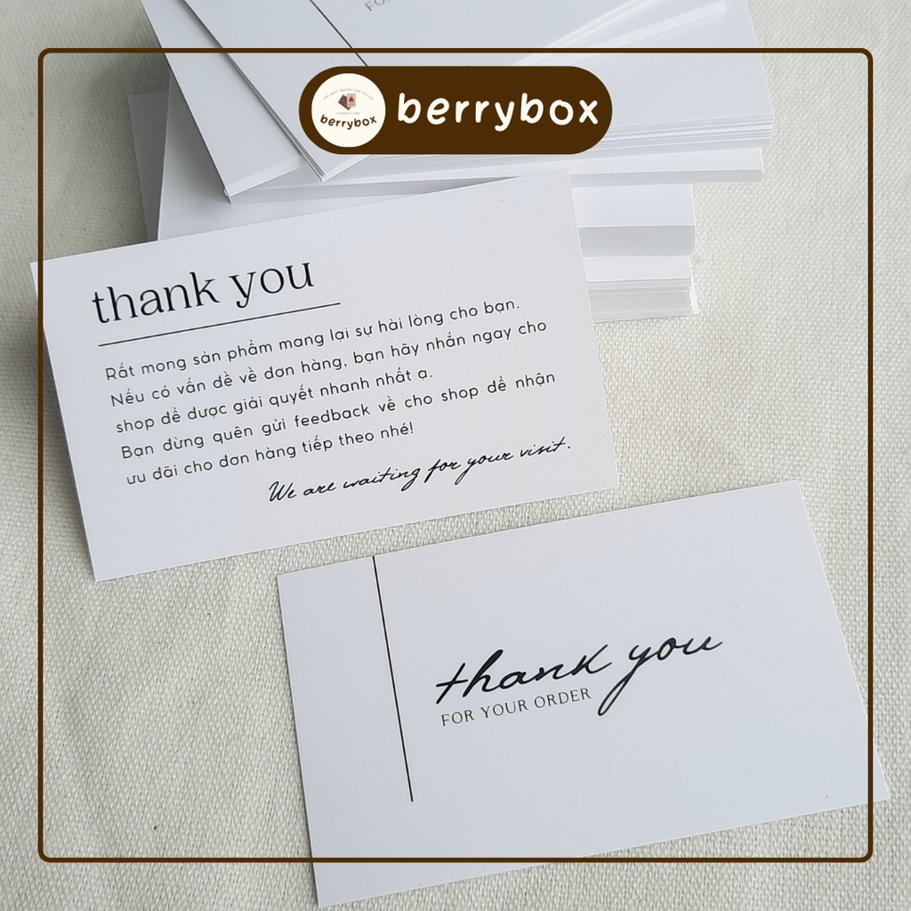 Cá | Set 50 card thank you, thiệp cảm ơn dễ thương size 9x5,5cm -  Basic Trắng