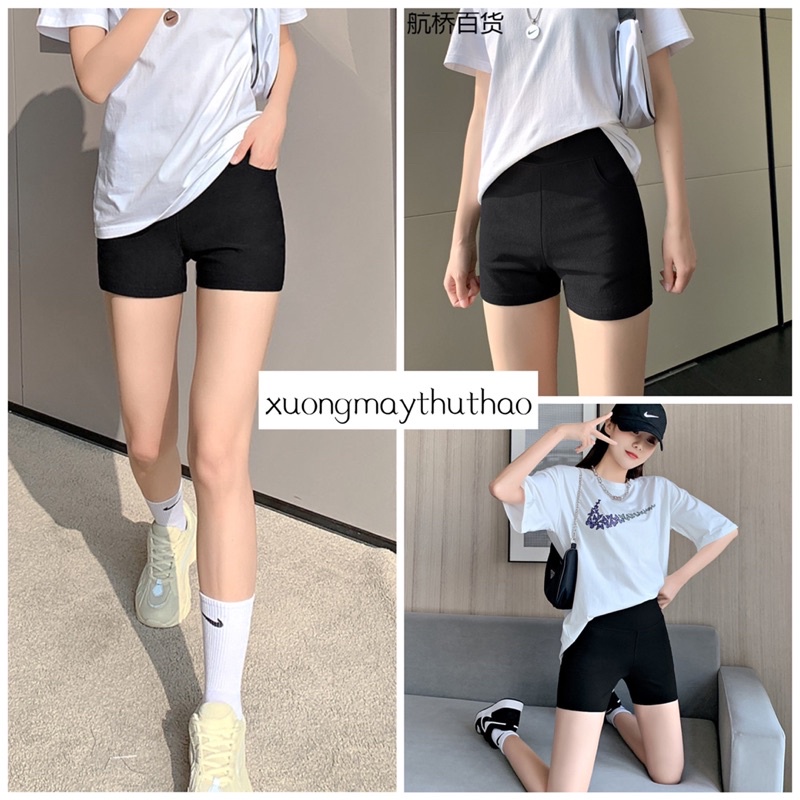 Quần Black Funoff Short Biker Short Dáng Ngắn Nữ Nâng Mông Mùa Hè Năng Động