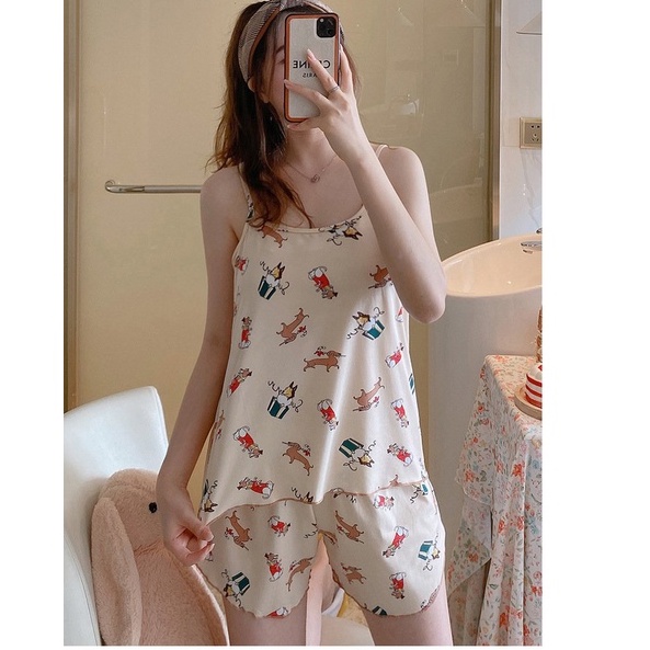 Bộ Đồ ngủ nữ 2 dây  Bộ mặc nhà cute dễ thương xinh xắn 235