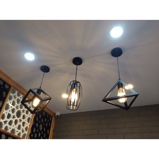combo đèn thả lồng sắt 3 chiếc kèm bóng