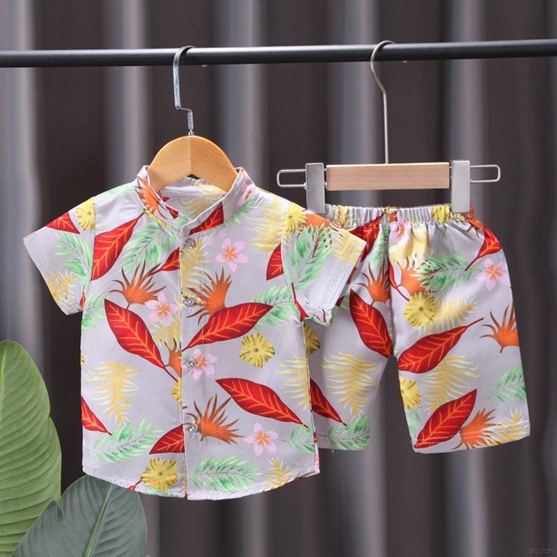 Set Áo Sơ Mi Tay Ngắn + Quần Short Phong Cách Nhiệt Đới Cho Bé Trai