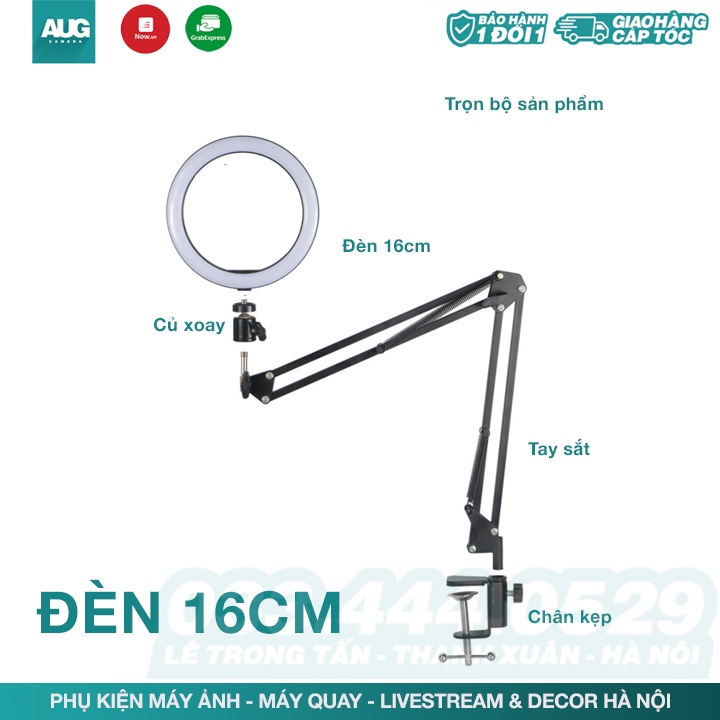 Đèn ringlight kẹp bàn tiện dụng, đèn Live Stream Hỗ trợ ánh sáng Chụp Ảnh, Make Up Trang Điểm