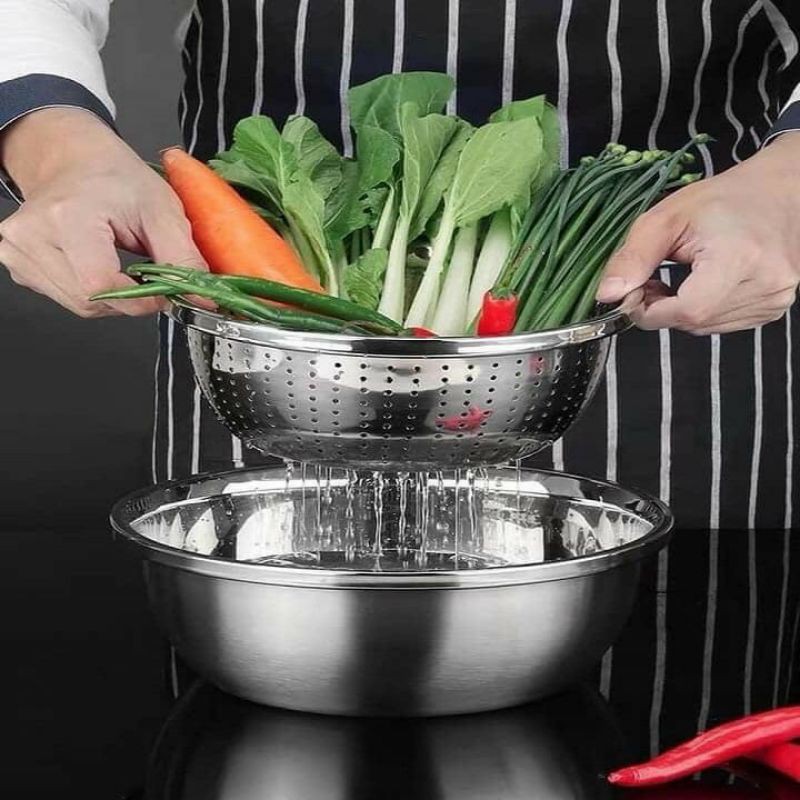 Bộ 5 thau rổ inox cao cấp
