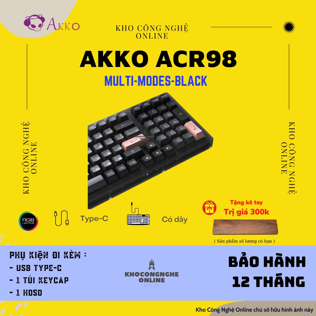 [Mã 33ELSALE hoàn 7% đơn 300K] Bàn phím cơ AKKO ACR98 Black (Hotswap / RGB / AKKO CS sw Jelly Black)