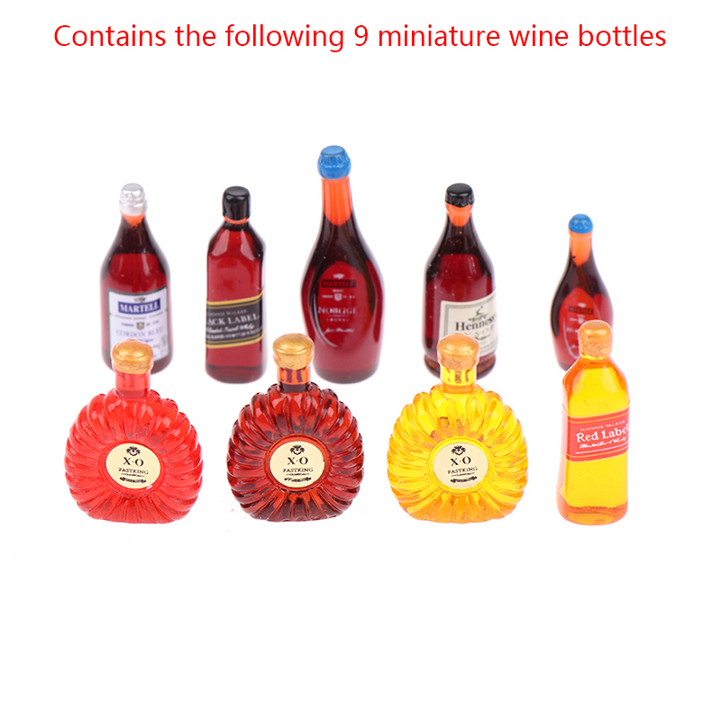 Bộ 9 Mô Hình Chai Rượu Mini Dùng Để Trang Trí