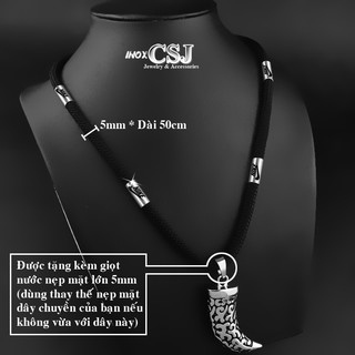 DÂY CHUYỀN INOX NAM DÙ ĐEN 5LY BỌC KHOEN INOX LOẠI XỊN - độc đáo, cá tính - đẹp, không đen, không gỉ