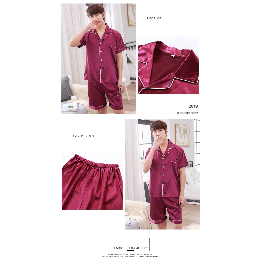 Bộ Đồ Ngủ Pijama Vải Satin Phong Cách Trung Hoa Cho Nam