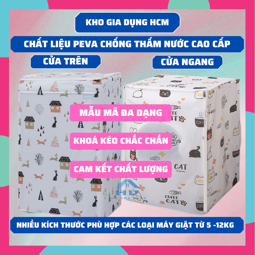 Áo Trùm Máy Giặt Cao Cấp Chống Thấm Nước ,chống Bám Bụi Mẫu Mã Đa Dạng Đẹp Và Sang Trọng Lắp Đặt Dễ Dàng