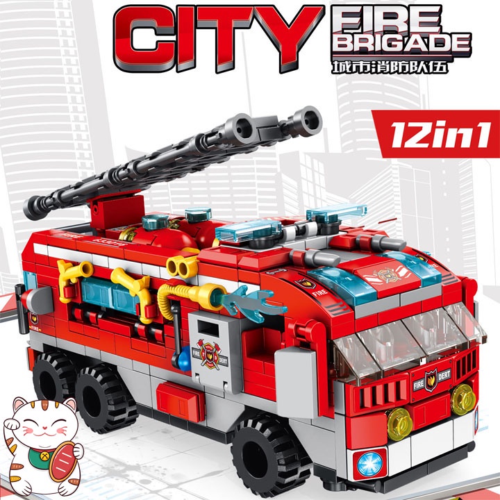 Siêu Xe Cứu Hỏa Siêu Khủng 561 Chi Tiết 12 Trong 1 Đồ Chơi Ghép Hình Lắp Ghép Thông Minh Lego Panlos MOC DIY