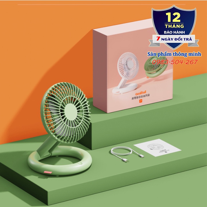Quạt tích điện để bàn Xiaomi Qualitell ba trục - dung lượng 2000 mAh - thời gian sử dụng lên tới 7 giờ
