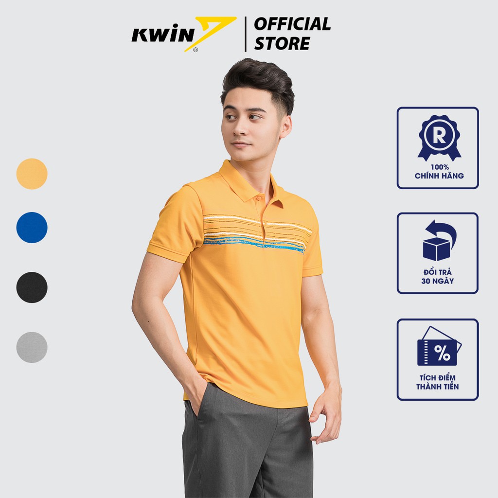 Áo polo nam cao cấp Kwin 4 màu trẻ trung lịch sự, phối họa tiết kẻ ngang nổi bật, chất thoáng mát, mềm mại - KPS012S9