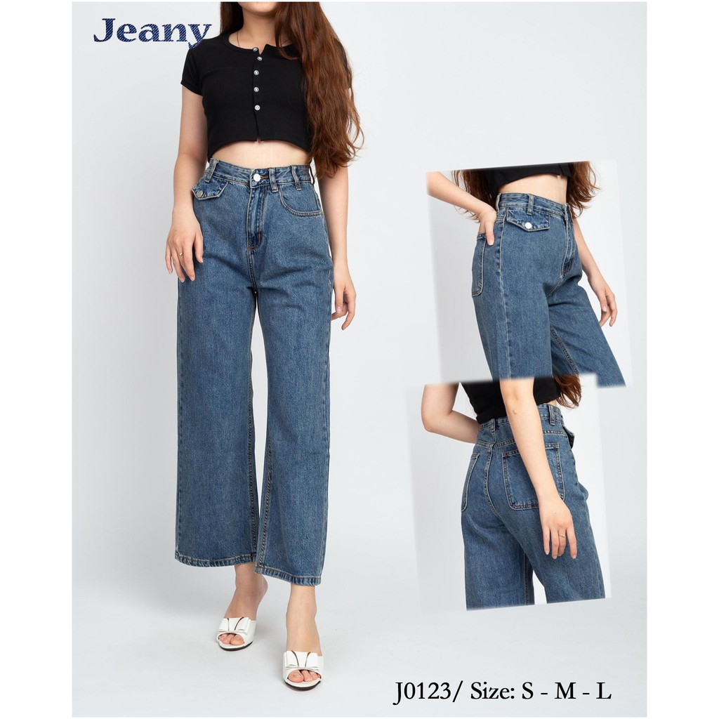 Quần Jean Ống Suông Lưng Siêu Cao J0123