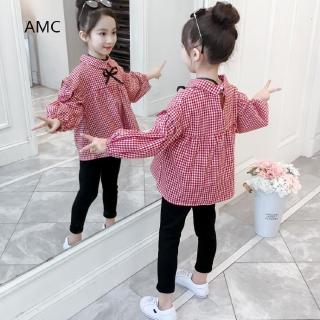 Bộ áo sơ mi Baby doll tay dài và quần dài cao cấp cho bé gái