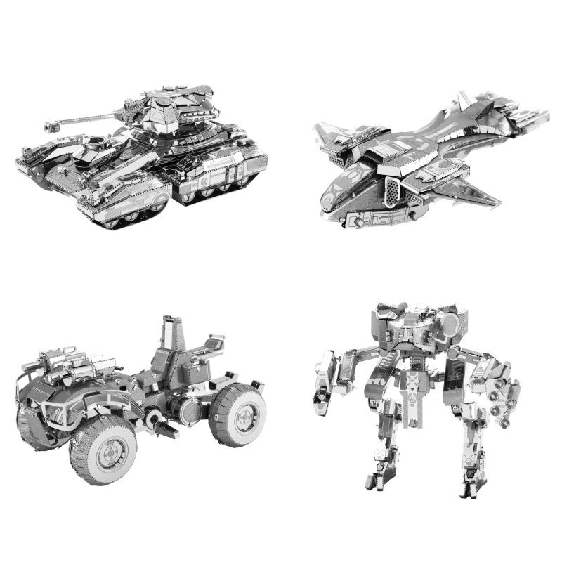 Tự Lắp Ráp Mô Hình Thép 3D Halo UNSC Scorpion, Gungoose, Mantis, Pelican