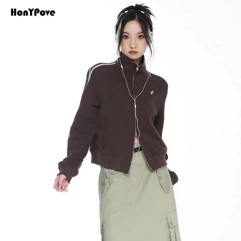 Áo Khoác Thể Thao Khóa Kéo Đôi Phong Cách Retro Mỹ