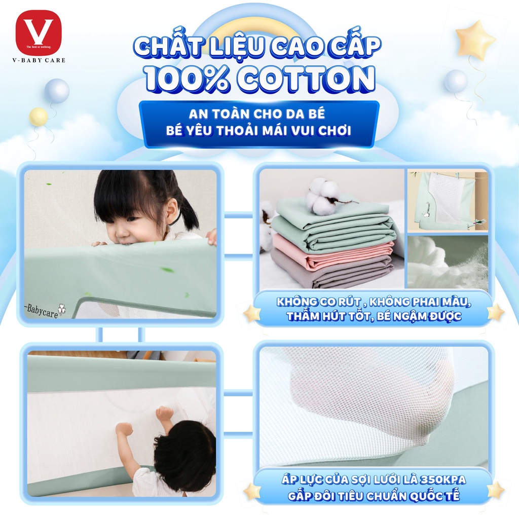 Thanh chắn giường Nhật Bản V-BABY NV01 &amp; N1 hàng cao cấp - 1 hộp 1 thanh