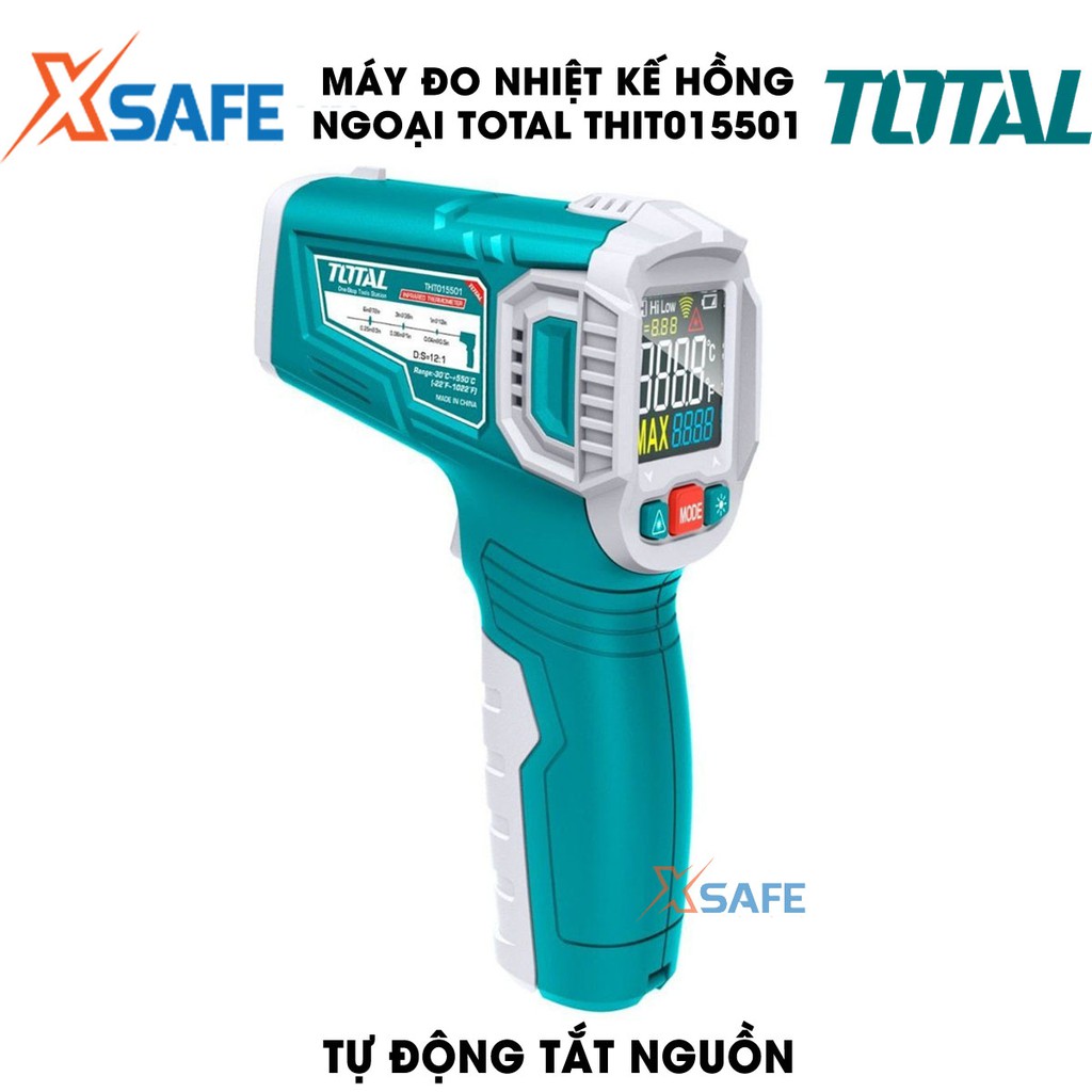 Nhiệt kế hồng ngoại TOTAL THIT015501 màn hình hiển thị màu Máy đo nhiệt cầm tay tự động tắt nguồn, có đèn nền