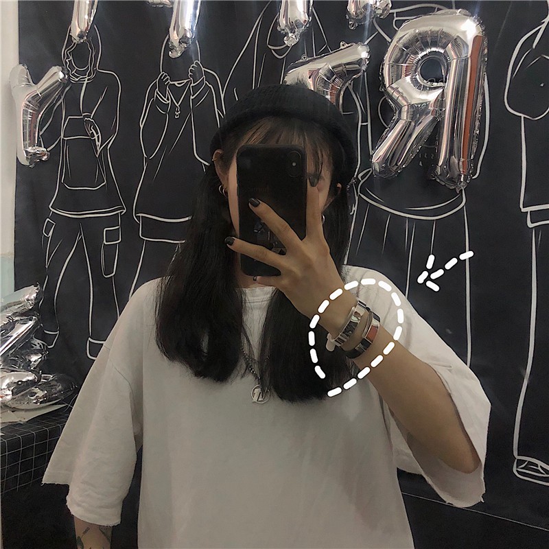 Vòng tay 222108 bằng silicon phối thép titan độc đáo phong cách harajuku dễ phối đồ cho cặp đôi nam nữ