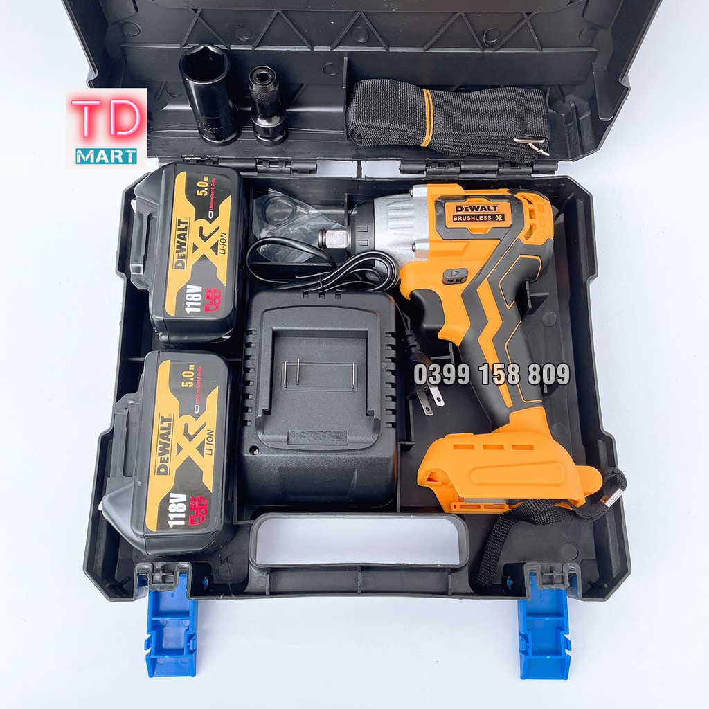 Máy Siết Bulong Dewalt 118V Không Chổi Than - Hàng Loại 1 có 3 đèn led