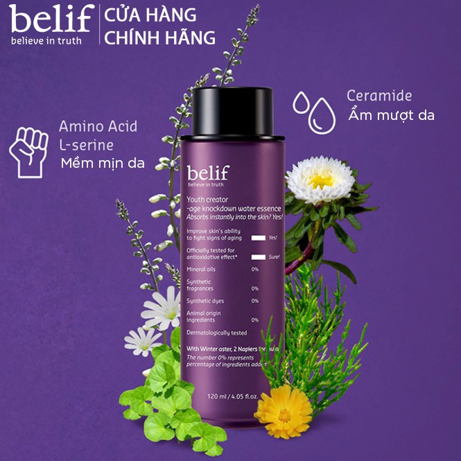 Nước dưỡng chống lão hóa củng cố độ đàn hồi belif Age Knockdown Water Essence 10ml Gimmick