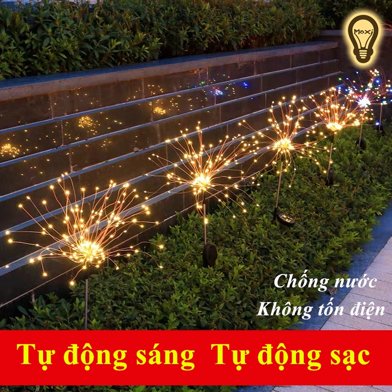 Đèn led năng lượng mặt trời hình pháo hoa trang trí decor sân vườn ngoài trời ban công MOXI