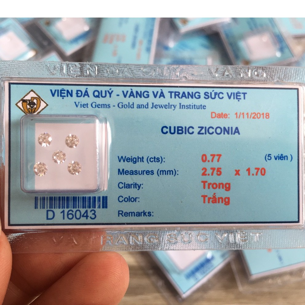 Đá Đính Răng Kim Cương Nhân Tạo Vỉ 5 viên