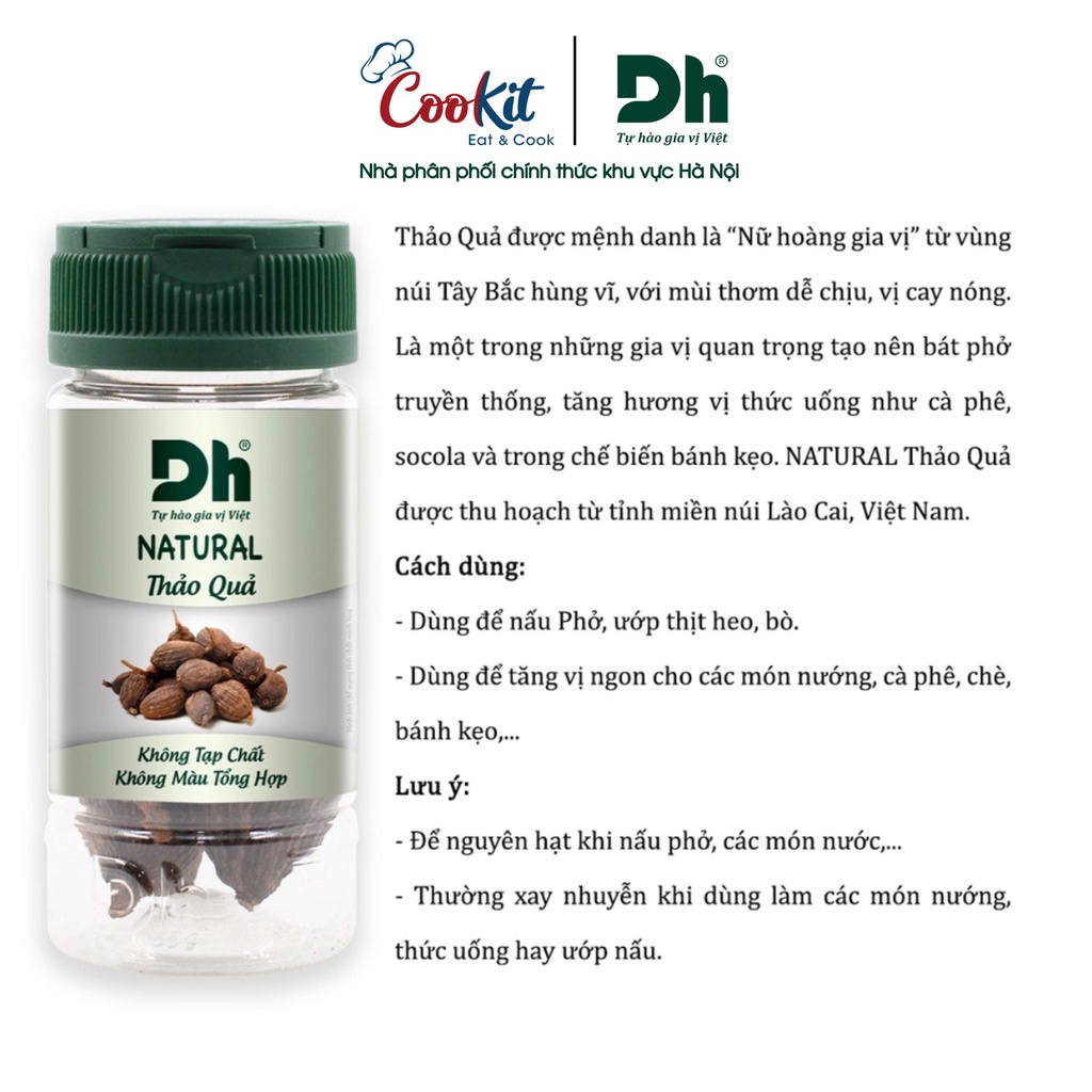 Thảo quả Natural Dh Foods gia vị, nguyên liệu chế biến đặc trưng Tây Bắc hũ 20gr