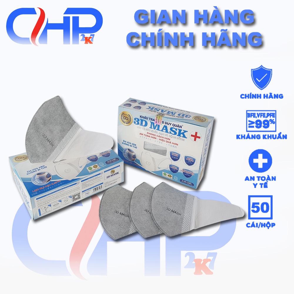 (3d Xám)Hộp khẩu trang 3d mask màu Xám công nghệ Nhật 50 cái