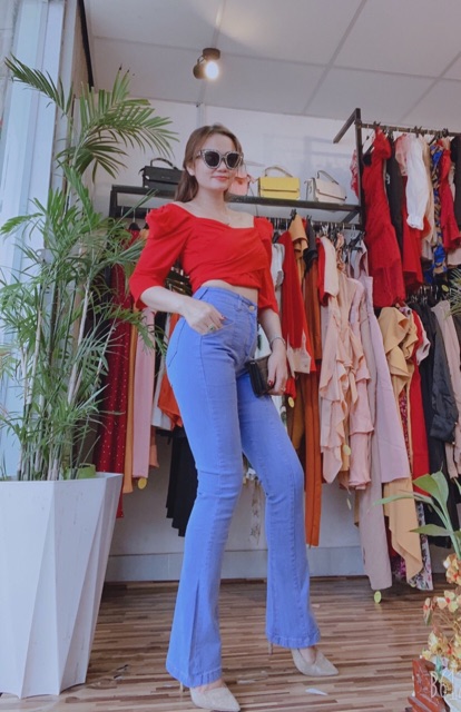 Quần Jeans Nữ, Quần Bò Nữ Ống Loe Dài Lưng Cao Siêu Tôn Dáng