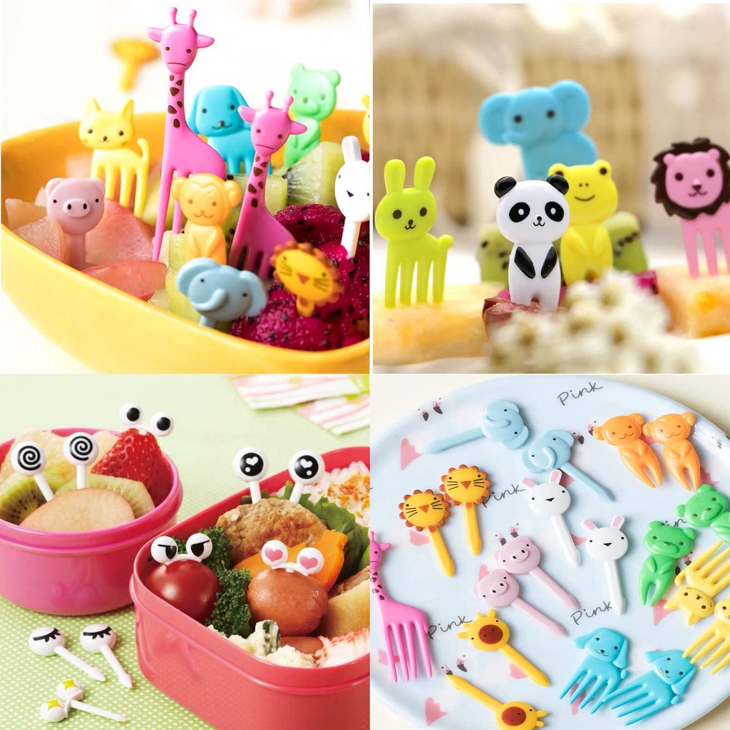 Set 10 Que Ăn Mini Hình Động Vật / Trái Cây / Nông Trại / Nĩa Ăn Trưa