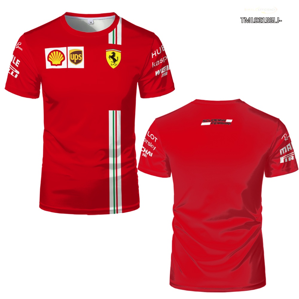 FERRARI Áo Thun Tay Ngắn In Hình 3D F1 Oversized2022 Thời Trang Mùa Hè Cho Nam Nữ