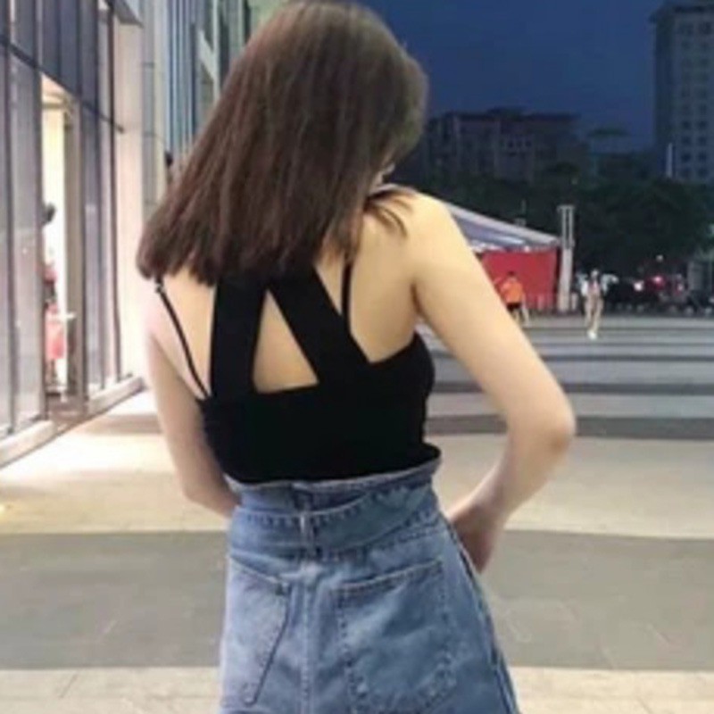 Áo sát nách hoạ tiết kẻ sọc thiết kế hở lưng quyến rũ