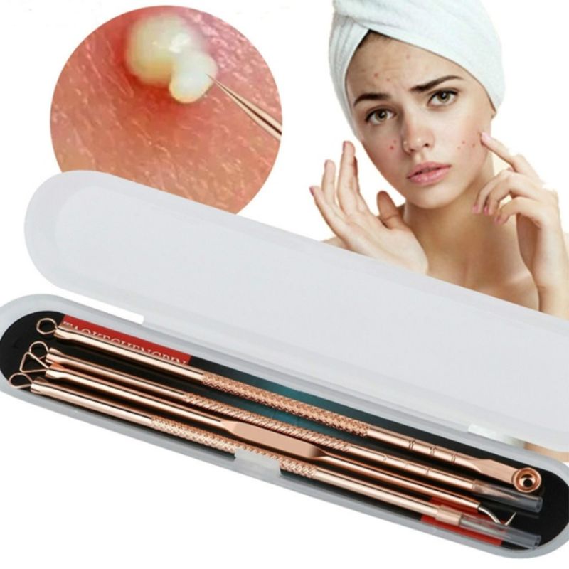 4 Cây Nặn Mụn Bằng Thép Không Gỉ Màu Vàng Hồng YOUYO