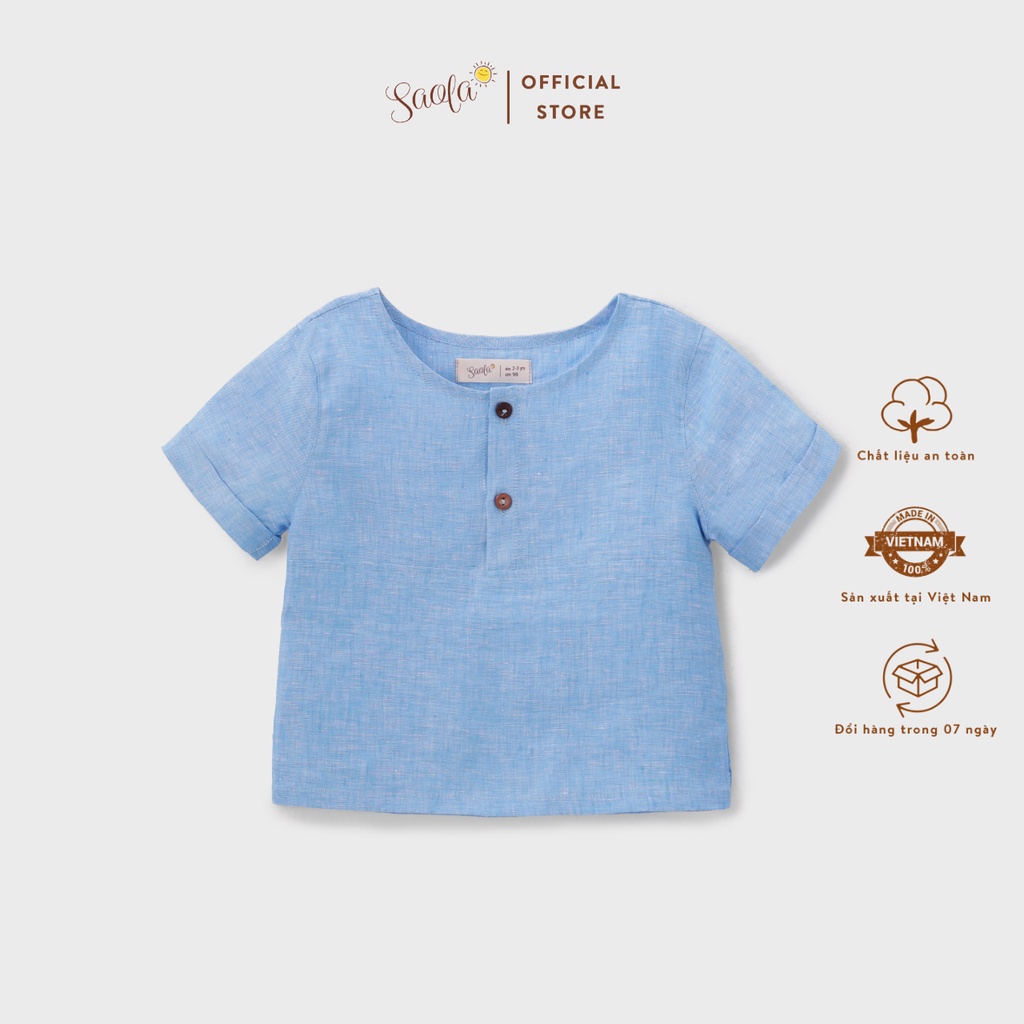 Áo Sơ Mi Bé Trai Cổ Tròn Tay Ngắn Chất Liệu Linen - RENNY SHIRT - TOL003,TOL004, TOL005, TOL006 TOL007, TOL008 - SAOLA