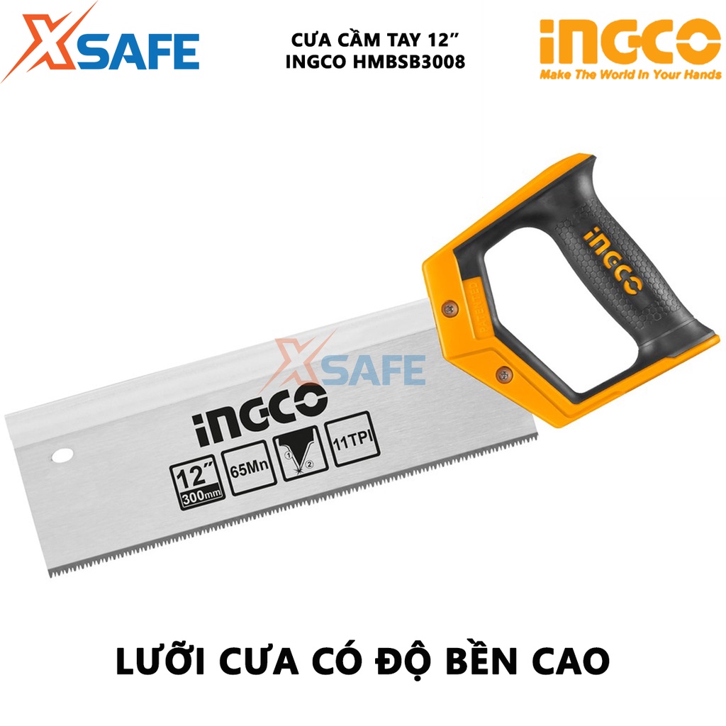 Cưa gỗ cầm tay INGCO HMBSB3008 300mm, độ dày 0.8mm, 11 răng cưa/inch, răng cưa bảo vệ và chịu nhiệt tốt