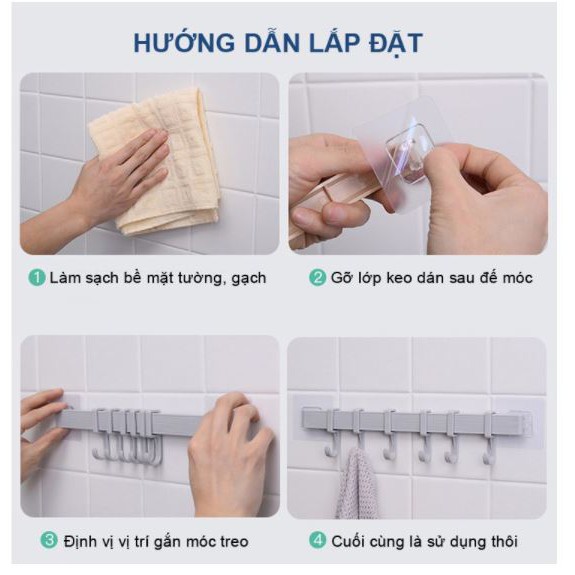 Thanh Treo Đồ Dán Tường Dán Tường Nhà Tắm,Nhà bếp, Tủ Quần Áo HOMEBODY Không Cần Khoan Đục