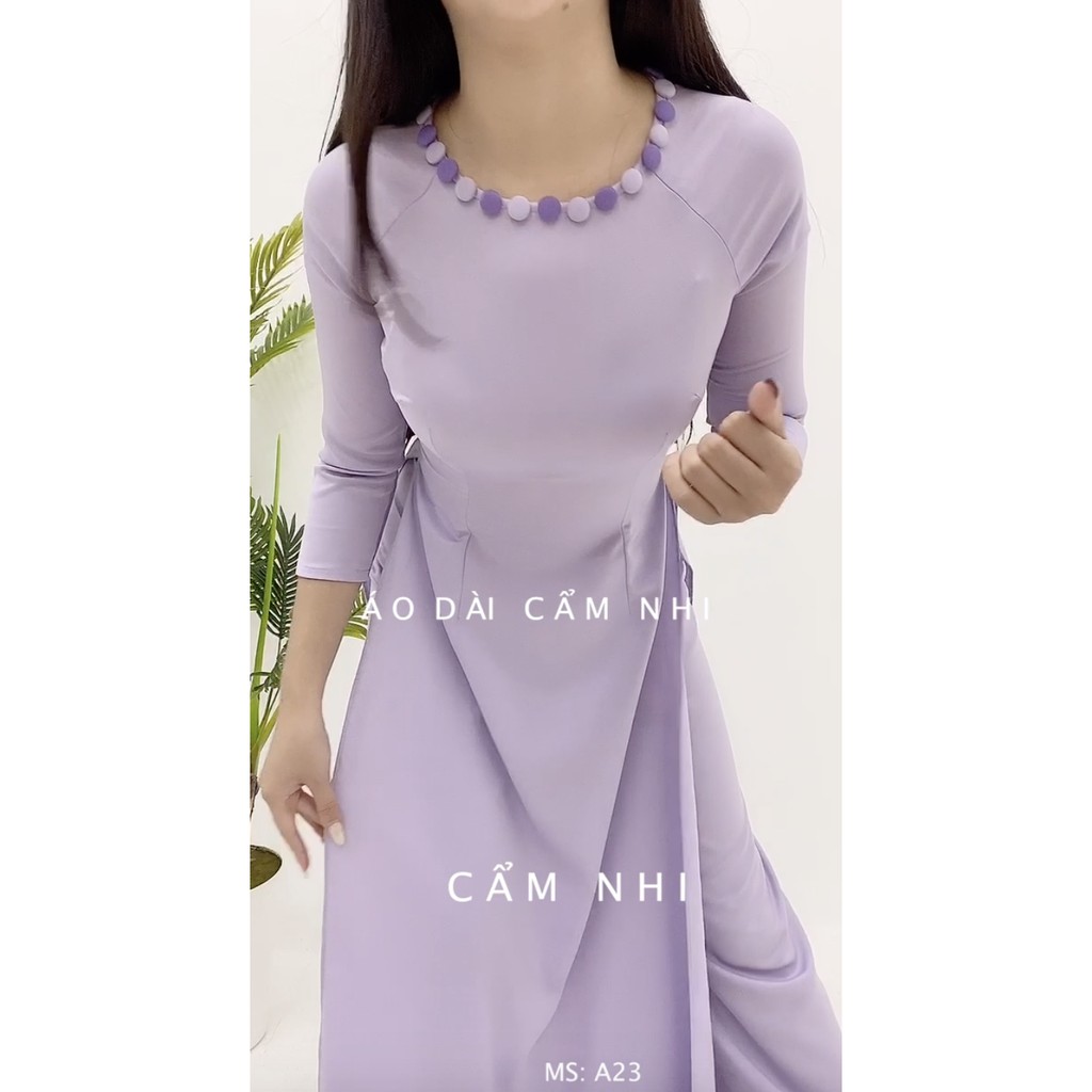 Áo dài tết đẹp, áo dài trơn đính cúc rẻ đẹp mã A23