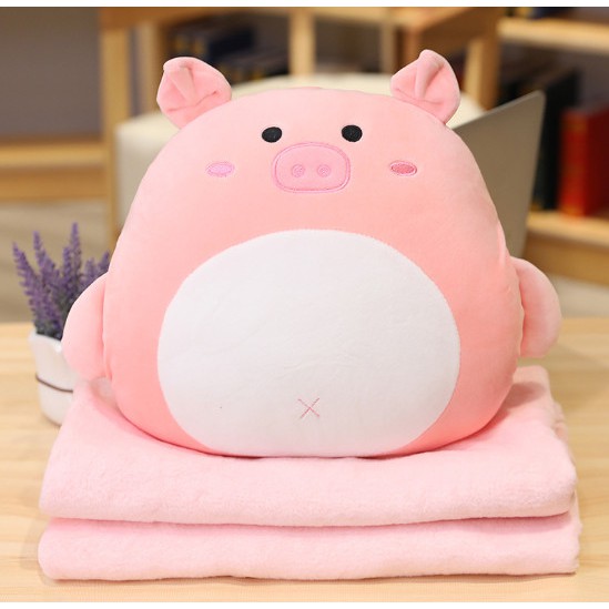 Gối mền heo con 3 trong 1 nỉ nhung cực mềm  colorgirls