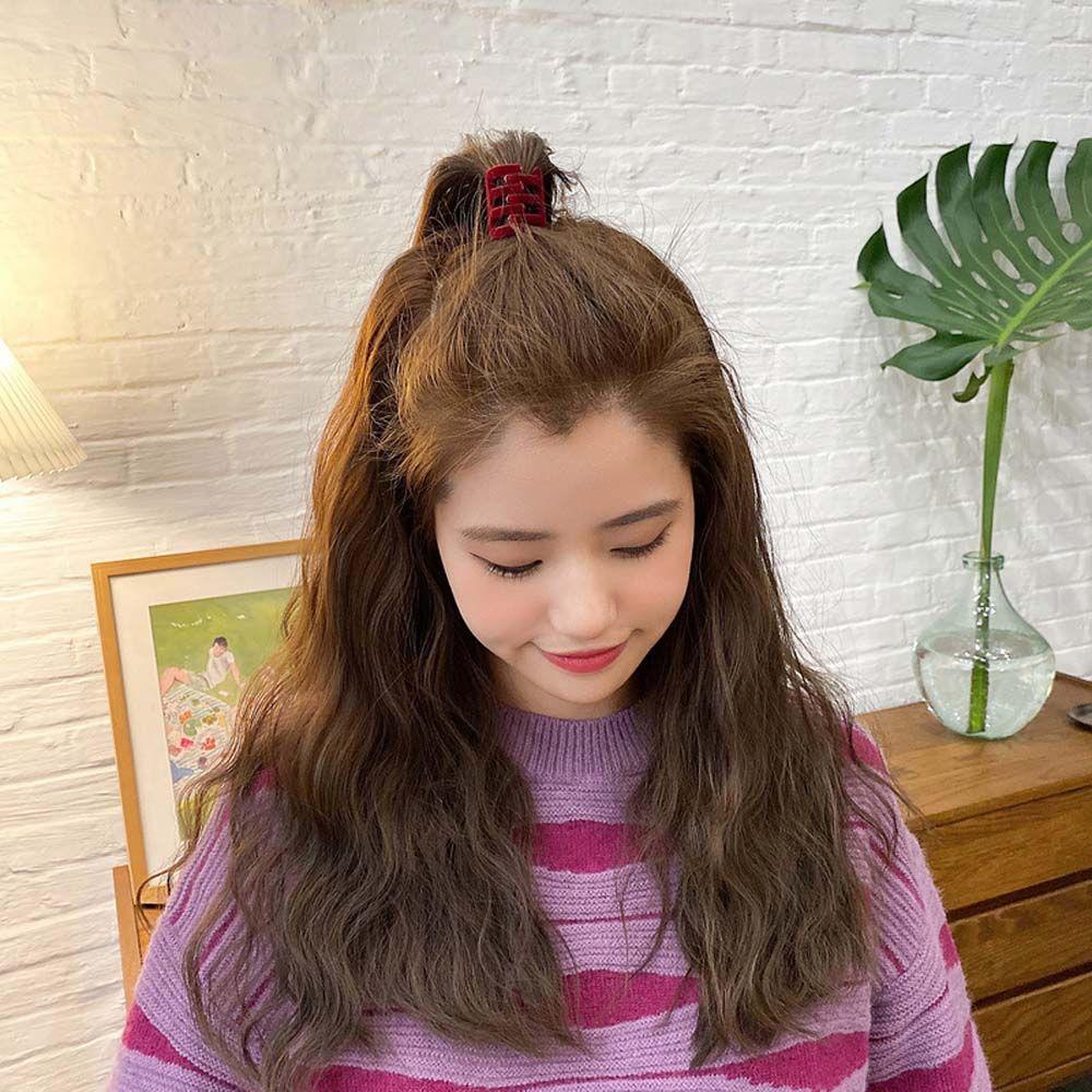 Kẹp Tóc Càng Cua Bằng Nhung Màu Đỏ Thời Trang Cho Nữ