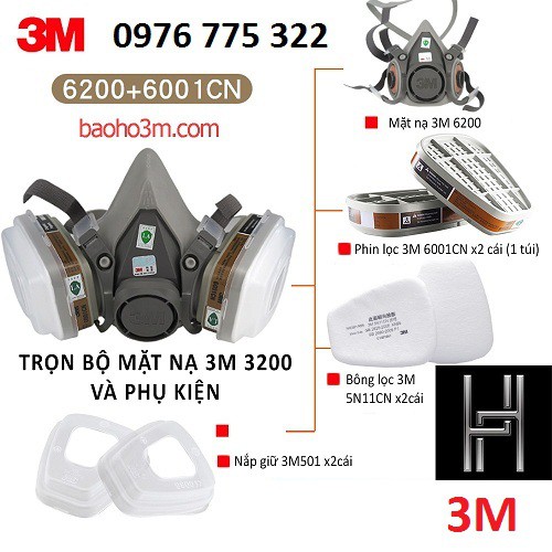 Mặt Nạ Phòng Độc 3M 6200 Loại 2 Phin