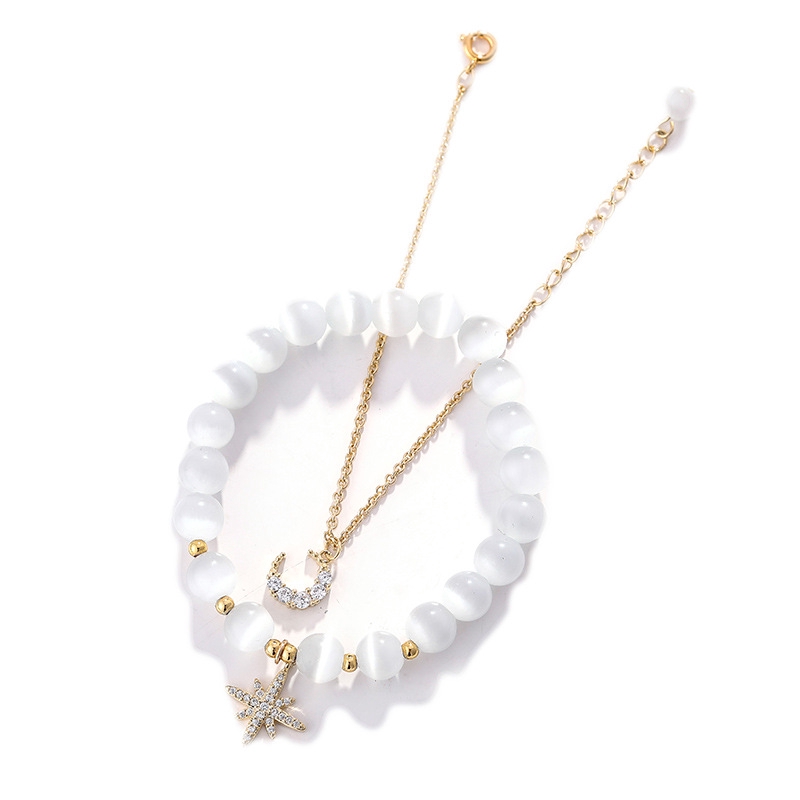 Vòng Đeo Tay May Mắn Bằng Đá Opal Tự Nhiên Hình Ngôi Sao Năm Cánh Thiết Kế G