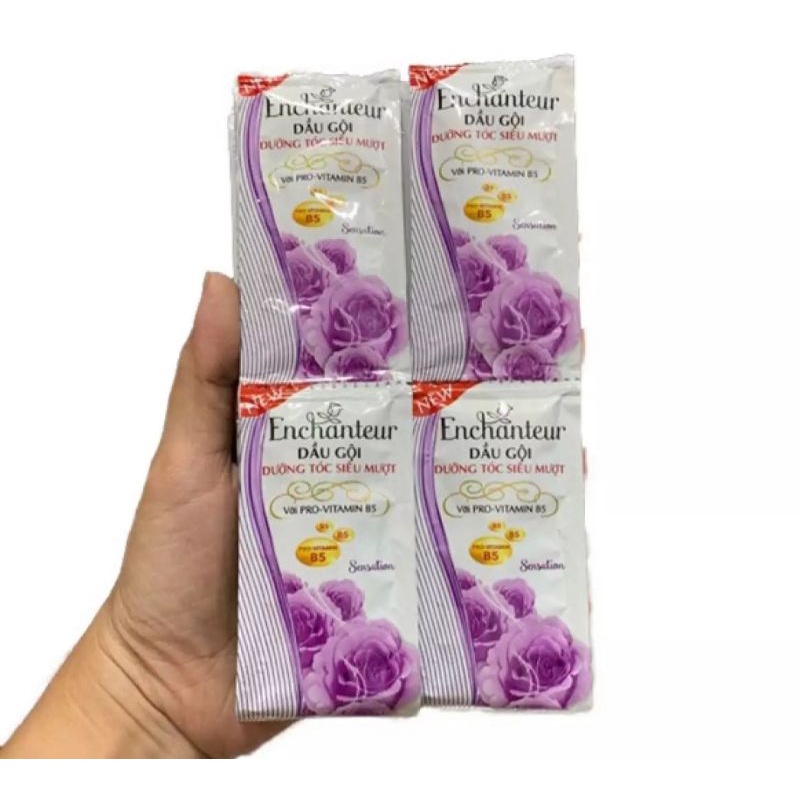 Dây 10 gói dầu gội, xả, sữa tắm Enchanteur.