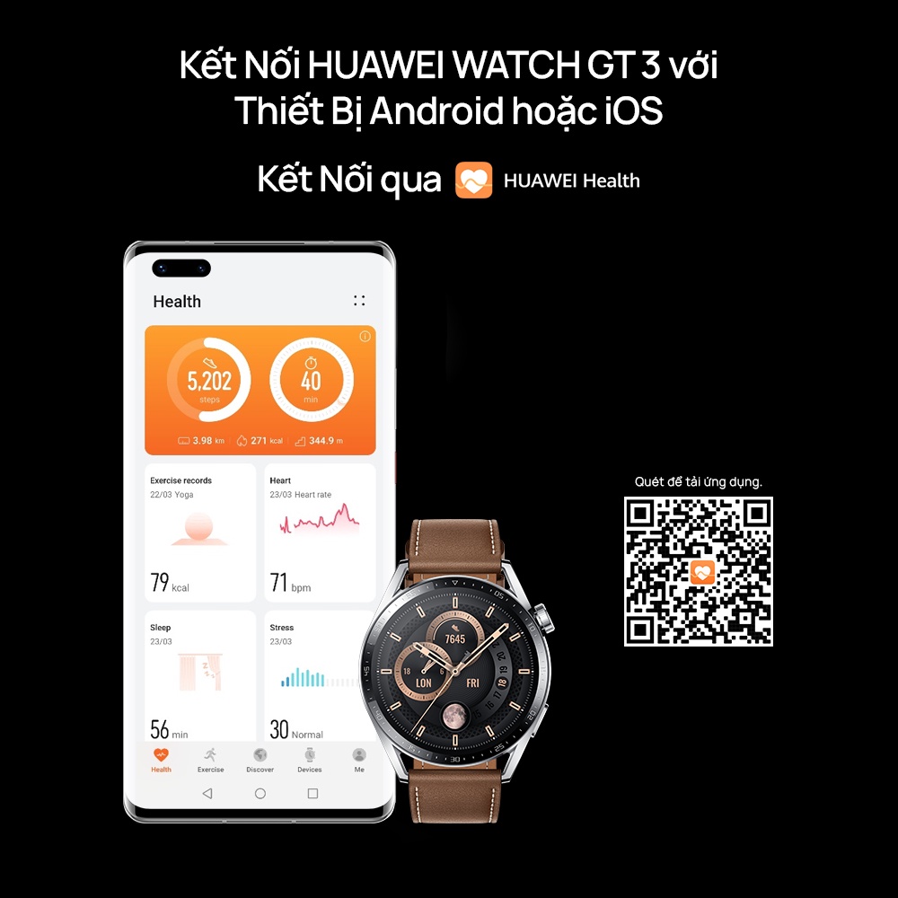 Đồng Hồ Thông Minh HUAWEI WATCH GT 3 46mm |Theo Dõi Spo2 Cả Ngày